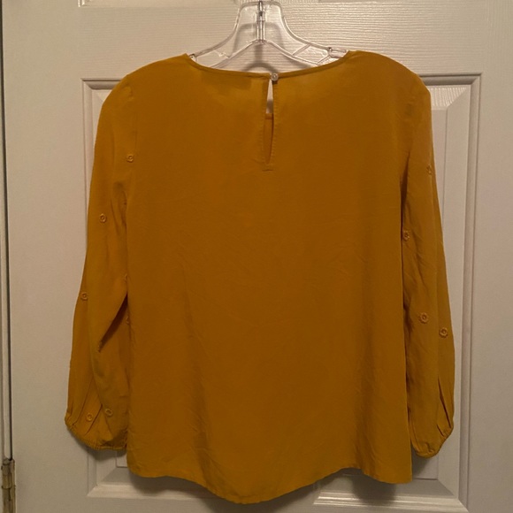 Loft yellow floral embroidered tie front blouse - Picture 6 of 7